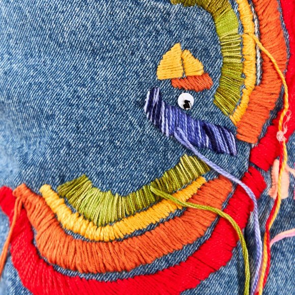 Farm x Anthropologie Colorful Birds Denim Shorts - Picture 10 of 15